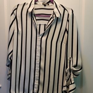Striped Black and White Women's Express Size M Button Down